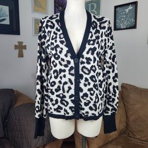 Vince Camuto Cheetah Print Cardigan Sweater